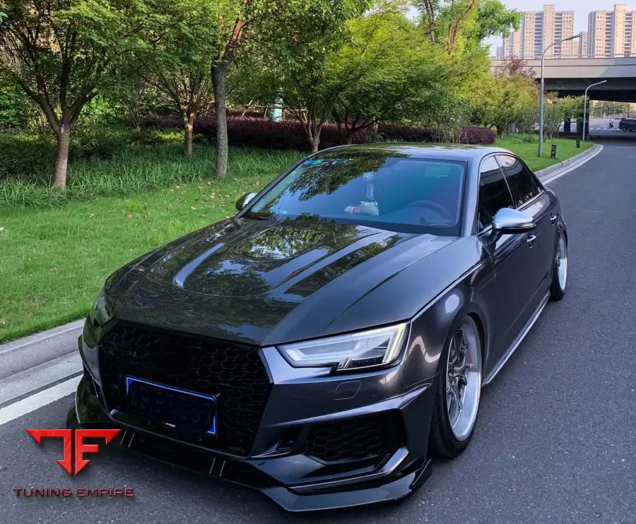 AUDI A4 S4 B9 B9.5 2017 + CARBON FIBER TEMPERED GLASS HOOD