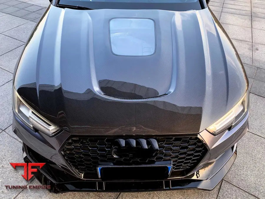 AUDI A4 S4 B9 B9.5 2017 + CARBON FIBER TEMPERED GLASS HOOD