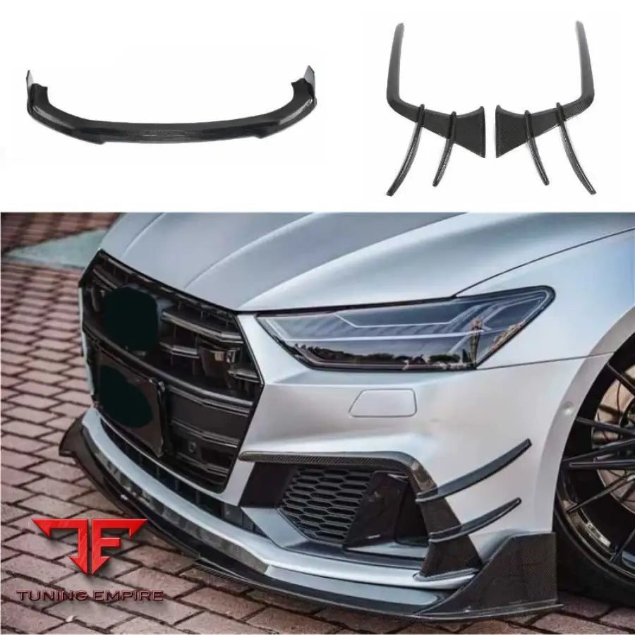 AUDI A7 S7 CARBON FIBER FRONT LIP AIR KNIFE HIGH QUALITY BUMPER GRILLE