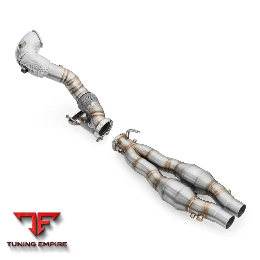 AUDI TTRS 2.5 TFSI DOWNPIPE WITH HEAT SHIELD AND CATALYTIC CONVERTERS
