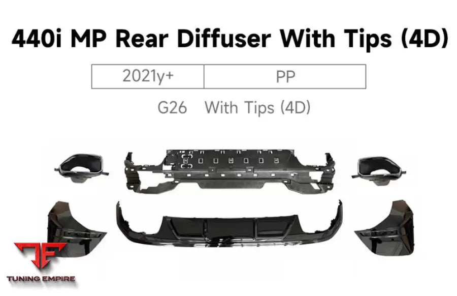 BMW 4 SERIES G26 440I MP REAR DIFFUSER WITH TIPS (4D) 2021y+