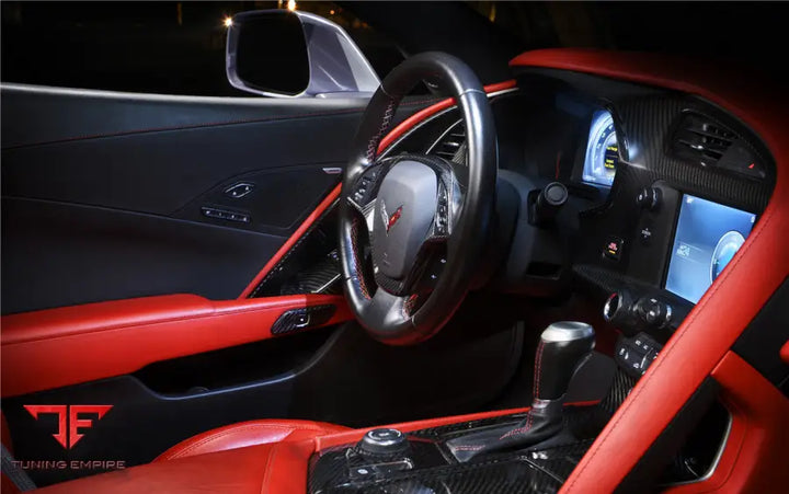 CORVETTE C7 Z06 GRANDSPORT DRY CARBON FIBER INTERIOR DOOR HANDLE MOLDING COVER TRIMS BSD