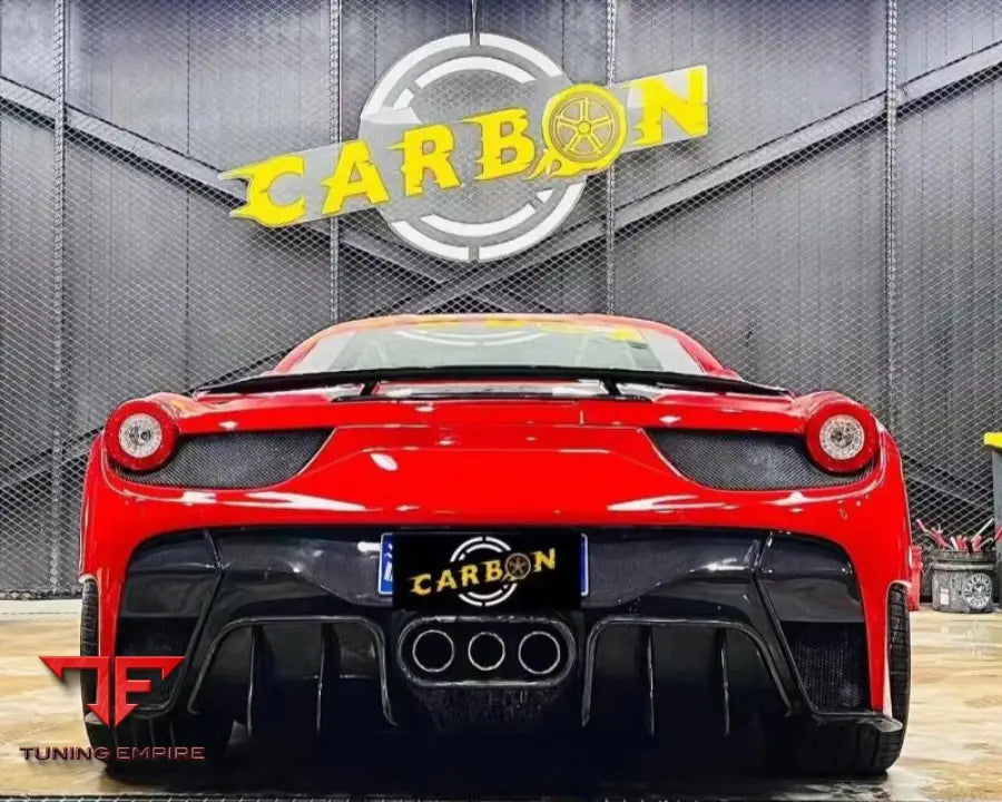 FERRARI 458 FOR V STYLE REAR BUMPER CARBON FIBER & FRP WITH EXHAUST TIPS 2013–2016