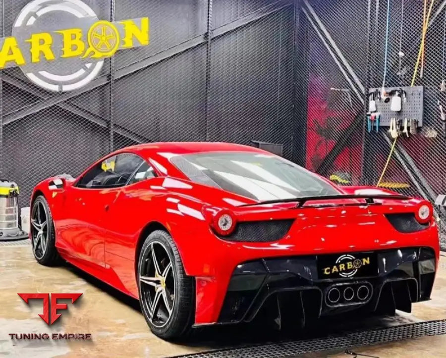 FERRARI 458 FOR V STYLE REAR BUMPER CARBON FIBER & FRP WITH EXHAUST TIPS 2013–2016