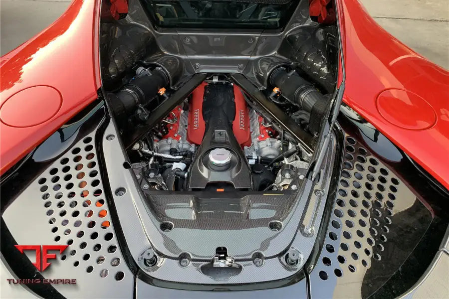 FERRARI SF90 STRADALE OE STYLE AUTOCLAVE CARBON FIBER ENGINE COOLING MESH BSD