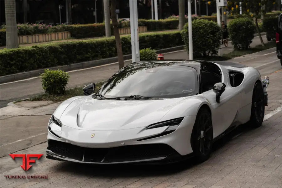 FERRARI SF90 STRADALE OE STYLE AUTOCLAVE CARBON FIBER FRONT BUMPER SIDE SPLITTER BSD