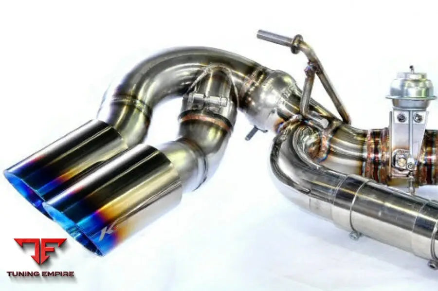 KREISSIEG PORSCHE 957 CAYENNE TITANIUM FLOATING CURL TAIL & SAND BLAST “KSG” LOGO MARK WITH CAT-BACK F1 SOUND VALVETRONIC EXHAUST SYSTEM