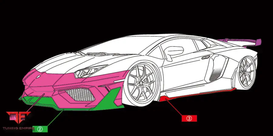 LAMBORGHINI AVENTADOR ORANGE BODY KIT WITH WHEEL