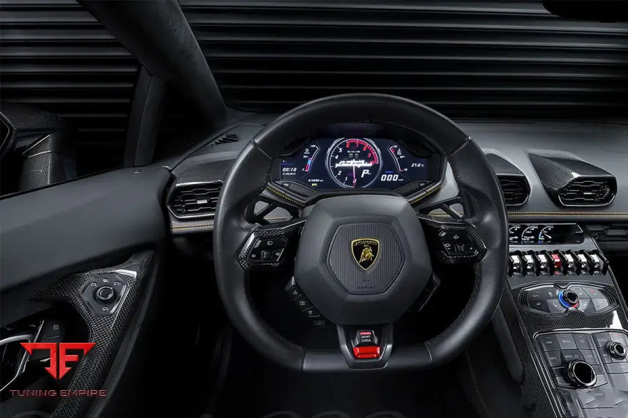 LAMBORGHINI HURACAN LP610 & LP580 & EVO OEM STYLE AUTOCLAVE CARBON FIBER CENTER STEERING WHEEL TRIM BSD