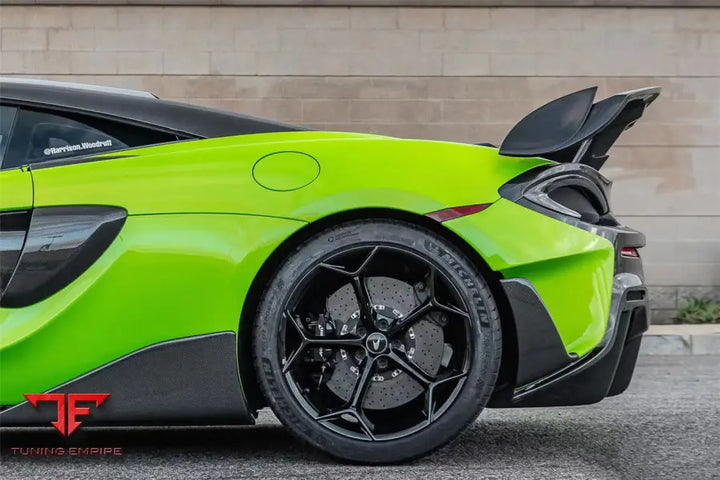 MCLAREN 540C & 570S & 570GT 600LT-STYLE PARTIAL CARBON FIBER REAR BUMPER WITH DIFFUSER AND TRUNK SPOILER AND ENGINE