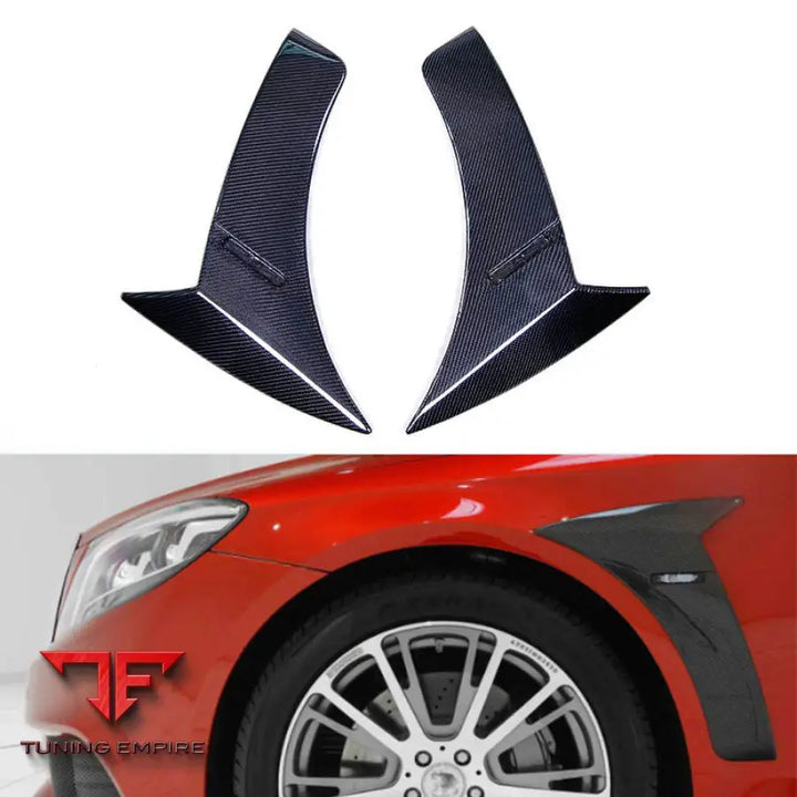 MERCEDES BENZ S CLASS W222 CARBON FRONT FENDER AIR VENT TRIMS 2014 2020Y