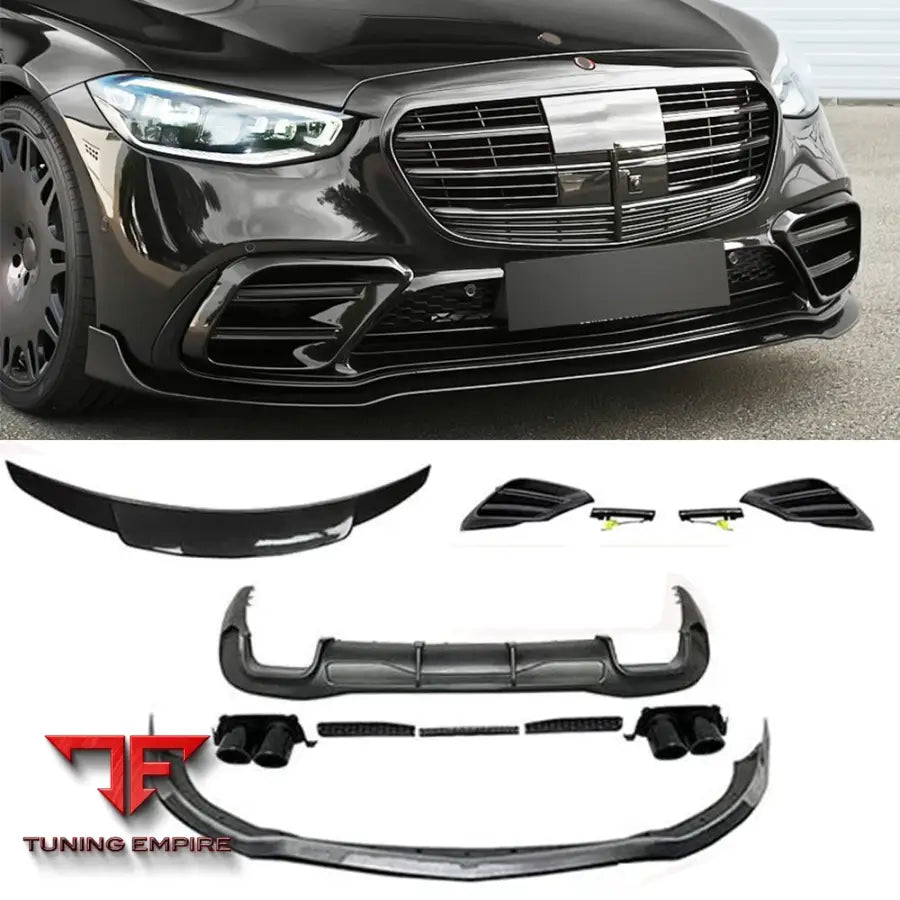 MERCEDES BENZ S-Class W223 2021 + FRONT LIP SPOILER REAR DIFFUSER EXHAUST TIPS BODY KIT