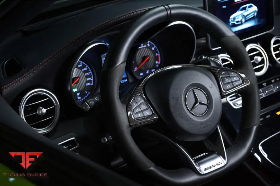 MERCEDES-BENZ W205 C63 AMG CARBON FIBER INTERIOR STEERING WHEEL TRIM BSD
