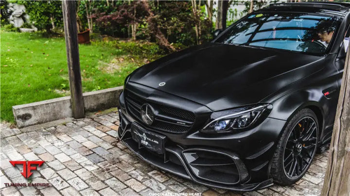 MERCEDES-BENZ W205 C63 & C63S AMG COUPE IMP PERFORMANCE PARTIAL CARBON FIBER FRONT BUMPER WITH GRILLE & CANARDS BSD