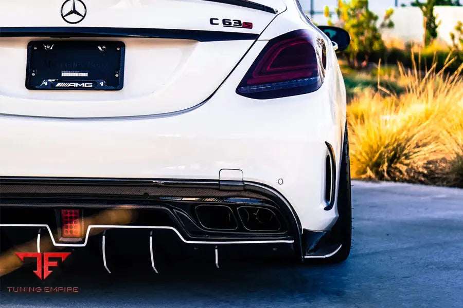MERCEDES BENZ W205 C63S AMG SEDAN IMP PERFORMANCE CARBON FIBER REAR DIFFUSER W CAPS BSD