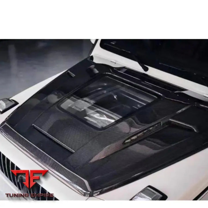 MERCEDES BENZ W464 CARBON FIBER HOOD WITH GLASS FIT BONNET
