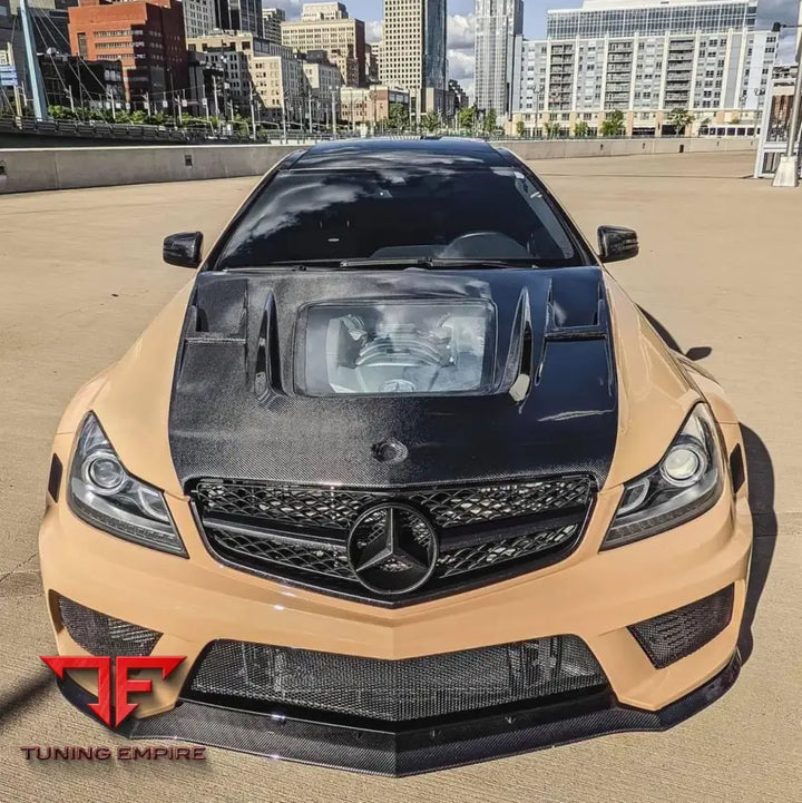 MERCEDES C63 AMG W204 CARBON HOOD WITH GLASS
