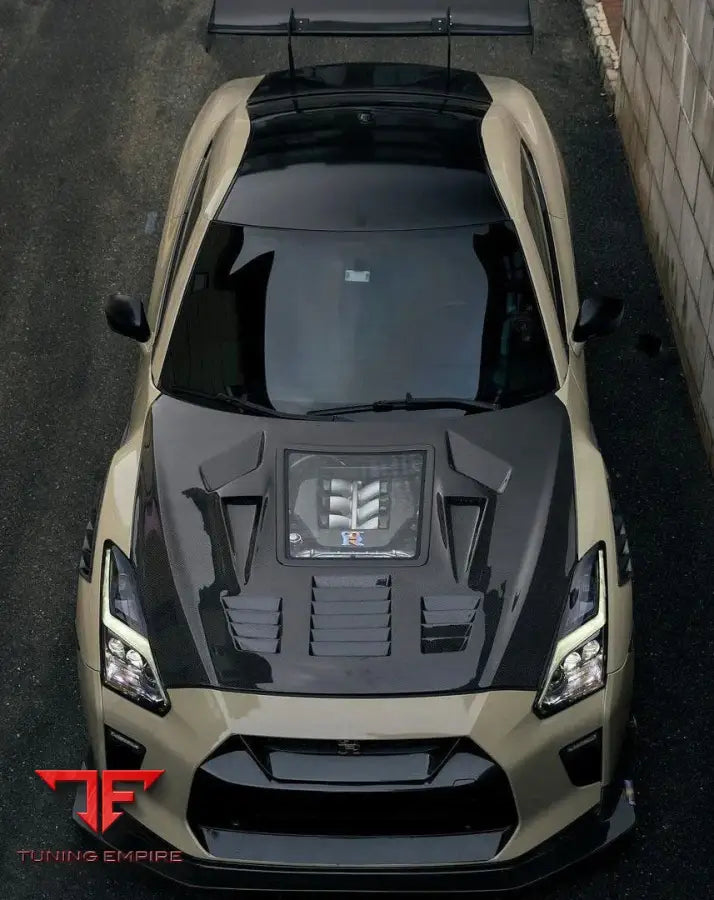 NISSAN GTR NISMO CARBON FIBER TEMPERED GLASS HOOD