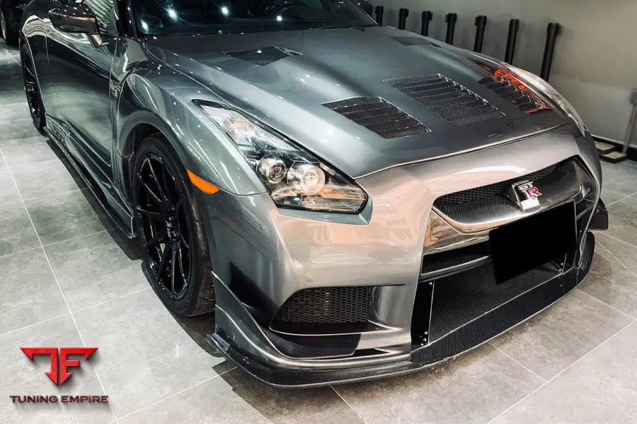 NISSAN GTR R35 CBA/DBA TPR STYLE PARTIAL CARBON FIBER FRONT BUMPER BSD