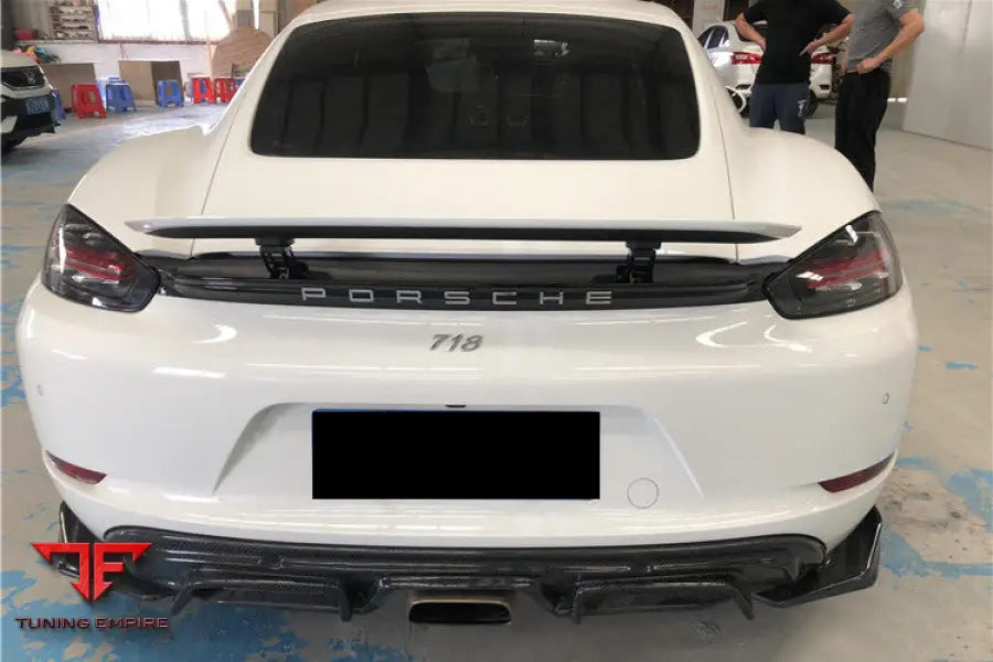 PORSCHE 718 CAYMAN & BOXSTER AM STYLE CARBON FIBER REAR LIP WITH CAPS BSD
