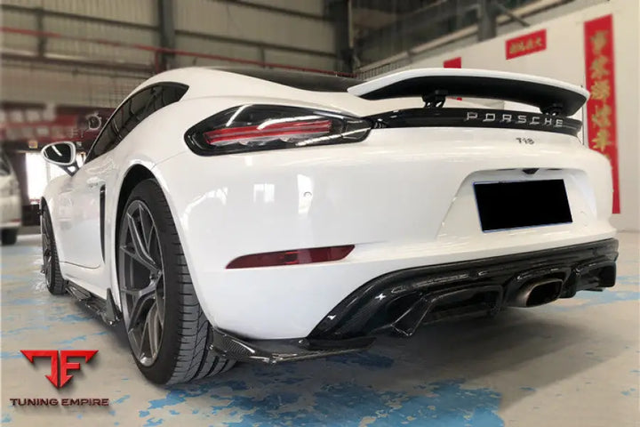 PORSCHE 718 CAYMAN & BOXSTER AM STYLE CARBON FIBER REAR LIP WITH CAPS BSD