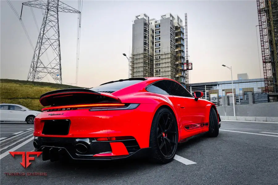 PORSCHE 911 / 992 CARRERA & TARGA SPORT DESIGN BUMPER WP STYLE DRY CARBON FIBER REAR LIP BSD