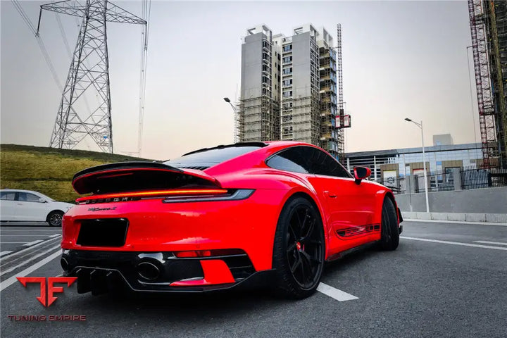 PORSCHE 911 / 992 CARRERA & TARGA SPORT DESIGN BUMPER WP STYLE DRY CARBON FIBER REAR LIP BSD