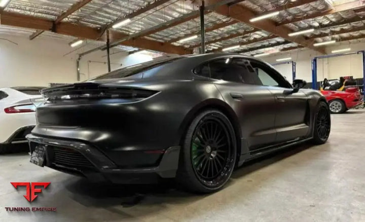PORSCHE TAYCAN CARBON FIBER BODY KIT 2019 2021 – FRONT LIP SIDE SKIRTS REAR DIFFUSER & WING