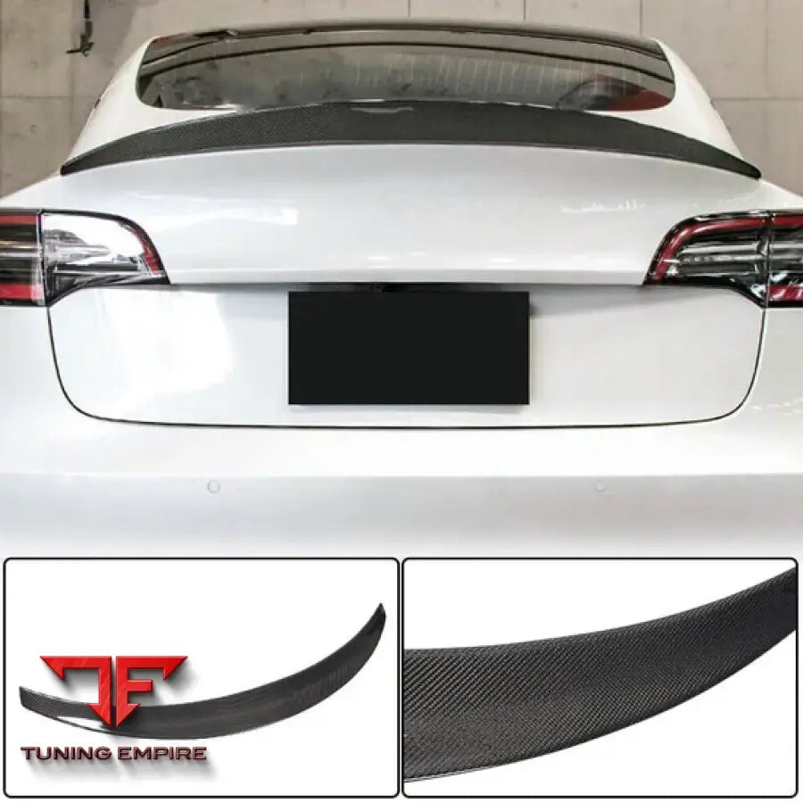 TESLA MODEL 3 SEDAN 4-DOOR CARBON FIBER REAR TRUNK SPOILER 2016-2022Y