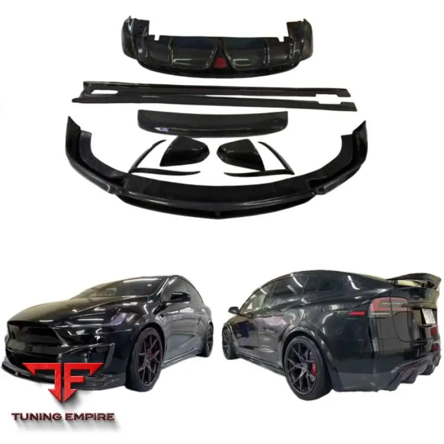 TESLA MODEL X CMST CARBON FIBER BODY KIT FOR FRONT LIP SIDE SKIRTS REAR LIP SPOILER FRONT & REAR BUMPERS (2023+)