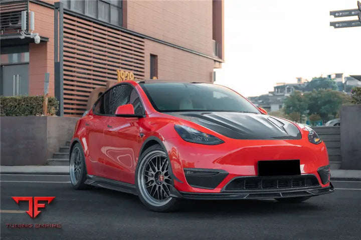 TESLA MODEL Y IMP PERFORMANCE CARBON FIBER FRONT BUMPER CANARDS BSD