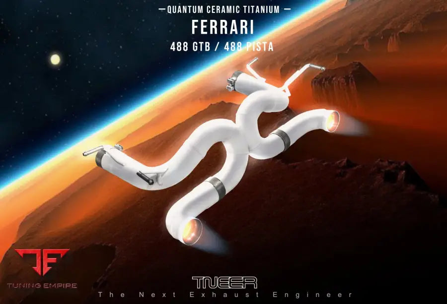 TNEER FERRARI 488 PISTA CERAMIC COATED TITANIUM DOWNPIPE