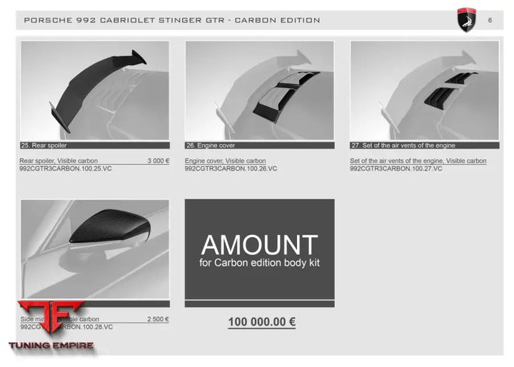 Top Car Porsche 992 Cabriolet Stinger Gtr - Carbon Edition